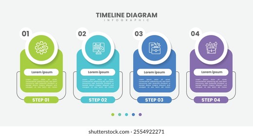 Timeline Creator infographic template. 4 Step timeline journey, calendar Flat simple infographics design template