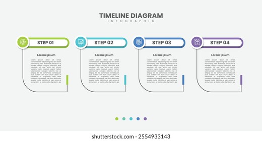 Timeline Creator infographic template. 4 Step timeline journey, calendar Flat simple infographics design template