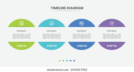 Timeline Creator infographic template. 4 Step timeline journey, calendar Flat simple infographics design template