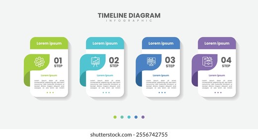 Timeline Creator infographic template. 4 Step timeline journey, calendar Flat simple infographics design template