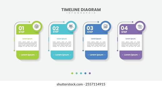 Timeline Creator infographic template. 4 Step timeline journey, calendar Flat simple infographics design template