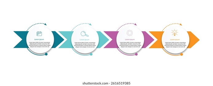 Timeline Creator infographic template. 4 Step timeline journey, calendar Flat simple infographics design template, vector illustration.