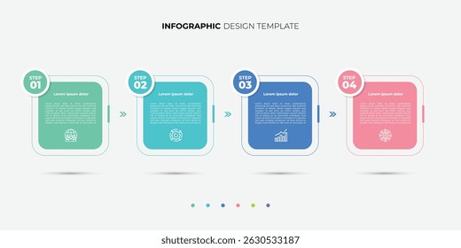 Modelo de infográfico do Criador de Linha do Tempo. 4 Passo jornada de linha do tempo, calendário Modelo de design de infográficos simples plano