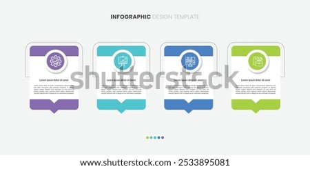 Timeline Creator infographic template. 4 Step timeline journey, calendar Flat simple infographics design template