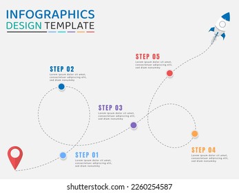 Timeline Creator infographic template. 5 Step timeline journey, calendar Flat simple infographics design template. presentation. Business concept with 5 options, vector illustration.