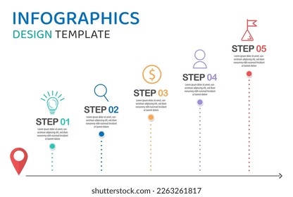 Timeline Creator infographic template. 5 Step timeline journey, calendar Flat simple infographics design template. presentation graph. Business concept with 5 options, vector illustration.