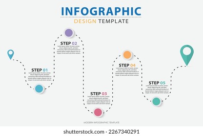 Timeline Creator infographic template. 5 Step timeline journey, calendar Flat simple infographics design template. presentation graph. Business concept with 5 options, vector illustration.