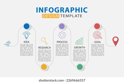 Plantilla de infografía de Creador de línea de tiempo. Viaje de línea de tiempo de 5 pasos, calendario Plano sencillo de diseño de infografías. gráfico de presentación. Concepto de negocio con 5 opciones, ilustración gantt vector.