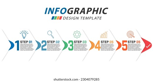 Timeline Creator infographic template. 5 Step timeline journey, calendar Flat simple infographics design template. presentation numbers. Business concept with 5 options vector illustration.