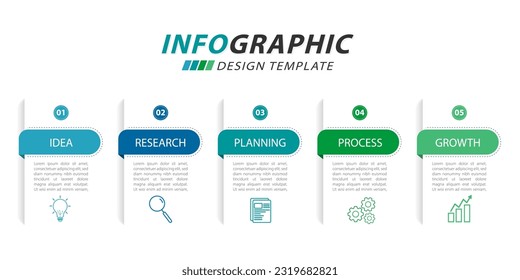 Timeline Creator infographic template. 5 Step timeline journey, calendar Flat simple infographics design template. presentation graph. Business concept with 5 options, gantt vector illustration.