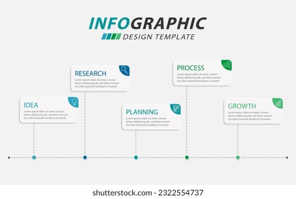 Plantilla de infografía de Creador de línea de tiempo. Viaje de línea de tiempo de 5 pasos, calendario Plano sencillo de diseño de infografías. gráfico de presentación. Concepto de negocio con 5 opciones, ilustración gantt vector.	
