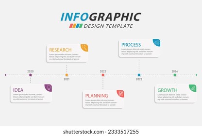 Timeline Creator infographic template. 5 Step timeline journey, calendar Flat simple infographics design template. presentation graph. Business concept with 5 options, gantt vector illustration.