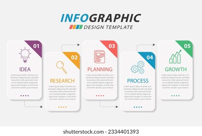 Timeline Creator infographic template. 5 Step timeline journey, calendar Flat simple infographics design template. presentation graph. Business concept with 5 options, gantt vector illustration.