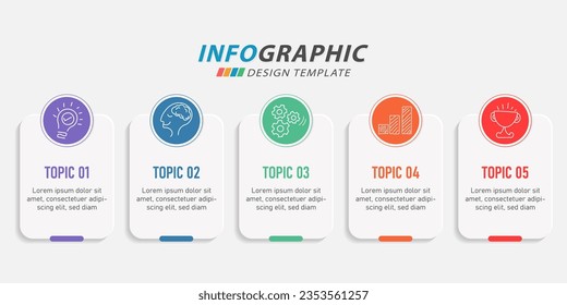 Plantilla de infografía de Creador de línea de tiempo. Viaje de línea de tiempo de 5 pasos, calendario Plano sencillo de diseño de infografías. gráfico de presentación. Concepto de negocio con 5 opciones, ilustración gantt vector.