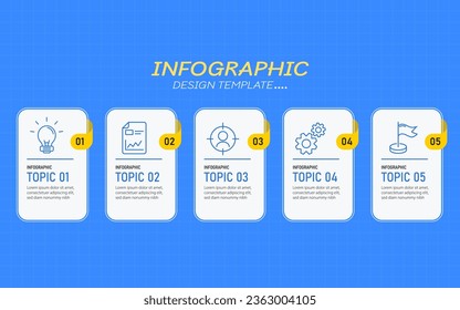 Timeline Creator infographic template. 5 Step timeline journey, calendar Flat simple infographics design template. presentation graph. Business concept with 5 options, vector illustration.