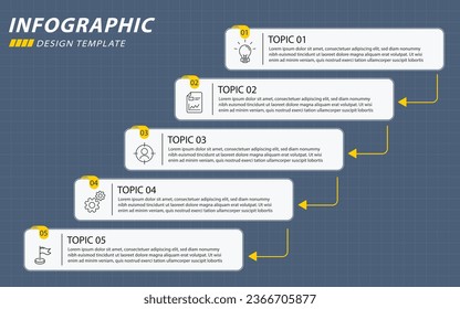 Timeline Creator infographic template. 5 Step timeline journey, calendar Flat simple infographics design template. presentation graph. Business concept with 5 options, gantt vector illustration.