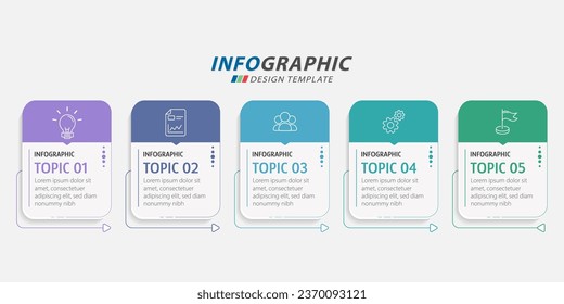 Plantilla de infografía de Creador de línea de tiempo. Viaje de línea de tiempo de 5 pasos, calendario Plano sencillo de diseño de infografías. gráfico de presentación. Concepto de negocio con 5 opciones, ilustración gantt vector.