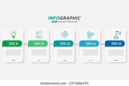 Plantilla de infografía de Creador de línea de tiempo. Viaje de línea de tiempo de 5 pasos, calendario Plano sencillo de diseño de infografías. gráfico de presentación. Concepto de negocio con 5 opciones, ilustración gantt vector.