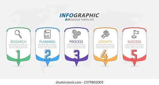 Plantilla de infografía de Creador de línea de tiempo. Viaje de línea de tiempo de 5 pasos, calendario Plano sencillo de diseño de infografías. gráfico de presentación. Concepto de negocio con 5 opciones, ilustración gantt vector.