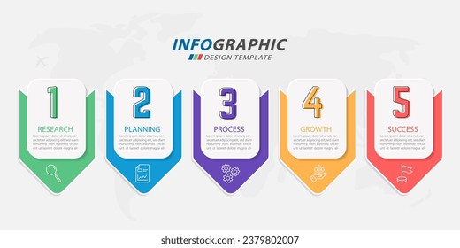 Timeline Creator infographic template. 5 Step timeline journey, calendar Flat simple infographics design template. presentation graph. Business concept with 5 options, gantt vector illustration.