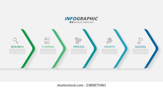 Plantilla de infografía de Creador de línea de tiempo. Viaje de línea de tiempo de 5 pasos, calendario Plano sencillo de diseño de infografías. gráfico de presentación. Concepto de negocio con 5 opciones, ilustración de vector de número.