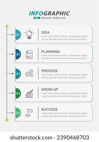 Timeline Creator infographic template. 5 Step timeline journey, calendar Flat simple infographics design template. presentation graph. Business concept with 5 options, gantt vector illustration.