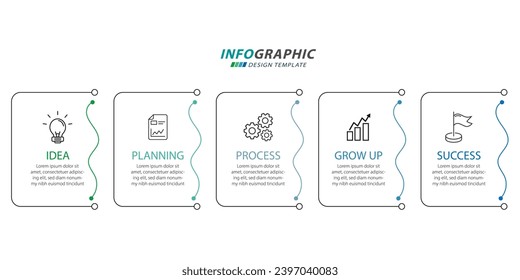 Timeline Creator infographic template. 5 Step timeline journey, calendar Flat simple infographics design template. presentation graph. Business concept with 5 options, gantt vector illustration.