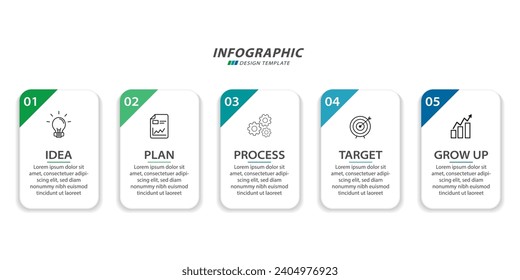 Timeline Creator infographic template. 5 Step timeline journey, calendar Flat simple infographics design template. presentation graph. Business concept with 5 options, gantt vector illustration.