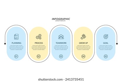 Timeline Creator infographic template. 5 Step timeline journey, calendar Flat simple infographics design template. presentation graph. Business concept with 5 options, number vector illustration.