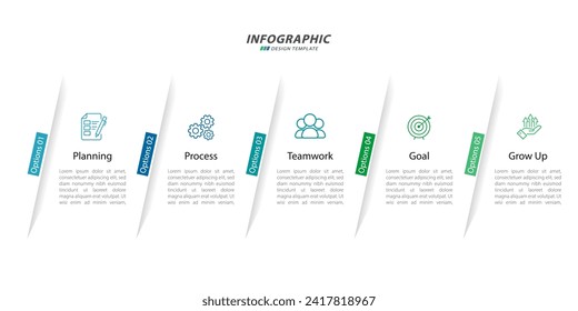 Timeline Creator infographic template. 5 Step timeline journey, calendar Flat simple infographics design template. presentation graph. Business concept with 5 options, number vector illustration.