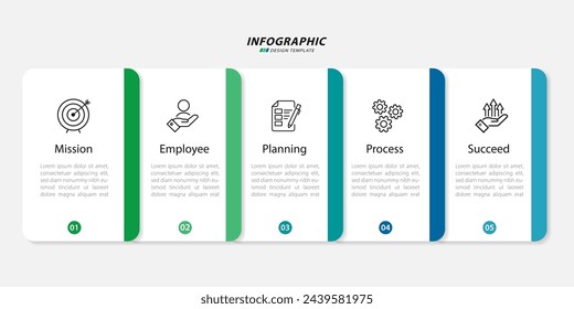 Plantilla de infografía de Timeline Creator. 5 Paso de viaje de línea de tiempo, calendario Plantilla de diseño de infografías simples planas. Concepto de negocio con 5 opciones, ilustración vectorial gantt.