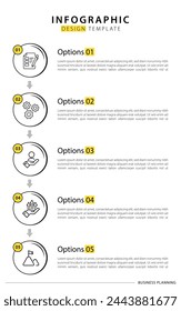 Timeline Creator infographic template. 5 Step timeline journey, calendar Flat simple infographics design template. presentation graph. Business concept with 5 options, gantt vector illustration.