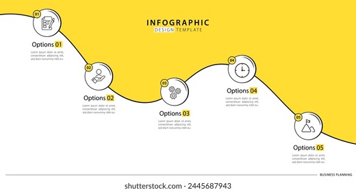 Timeline Creator infographic template. 5 Step timeline journey, calendar Flat simple infographics design template. presentation graph. Business concept with 5 options, gantt vector illustration.