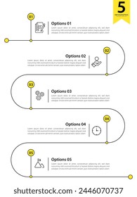 Timeline Creator infographic template. 5 Step timeline journey, calendar Flat simple infographics design template. presentation graph. Business concept with 5 options, gantt vector illustration.