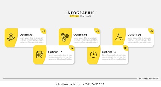 Timeline Creator infographic template. 5 Step timeline journey, calendar Flat simple infographics design template. presentation graph. Business concept with 5 options, gantt vector illustration.