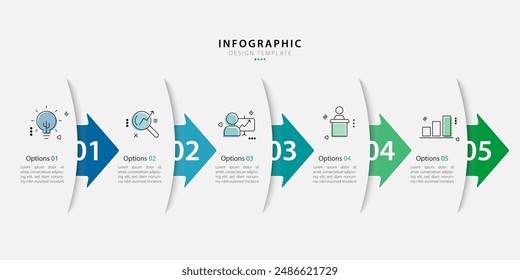 Timeline Creator infographic template. 5 Step timeline journey, calendar Flat simple infographics design template. presentation graph. Business concept with 5 options, gantt vector illustration.