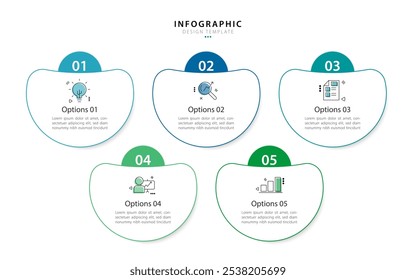 Modelo de infográfico do Criador de Linha do Tempo. 5 Passo jornada de linha do tempo, calendário Modelo simples de design de infográficos. gráfico de apresentação. Conceito de negócios com 5 opções, ilustração de vetor de gantt.