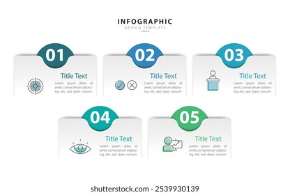 Modelo de infográfico do Criador de Linha do Tempo. 5 Passo jornada de linha do tempo, calendário Modelo simples de design de infográficos. gráfico de apresentação. Conceito de negócios com 5 opções, ilustração de vetor de gantt.