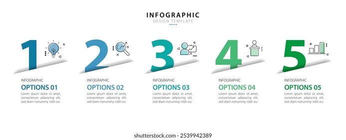 Modelo de infográfico do Criador de Linha do Tempo. 5 Passo jornada de linha do tempo, calendário Modelo simples de design de infográficos. gráfico de apresentação. Conceito de negócios com 5 opções, ilustração de vetor de gantt.