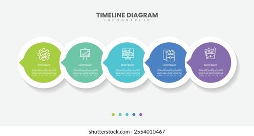 Timeline Creator infographic template. 5 Step timeline journey, calendar Flat simple infographics design template