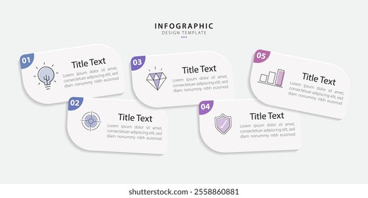 Timeline Creator infographic template. 5 Step timeline journey, calendar Flat simple infographics design template. presentation graph. Business concept with 5 options, gantt vector illustration.