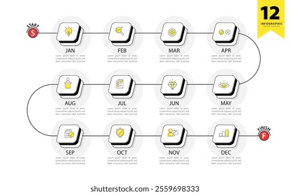 Timeline Creator infographic template. 5 Step timeline journey, calendar Flat simple infographics design template. presentation graph. Business concept with 5 options, gantt vector illustration.