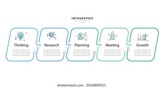 Timeline Creator infographic template. 5 Step timeline journey, calendar Flat simple infographics design template. presentation graph. Business concept with 5 options, gantt vector illustration.