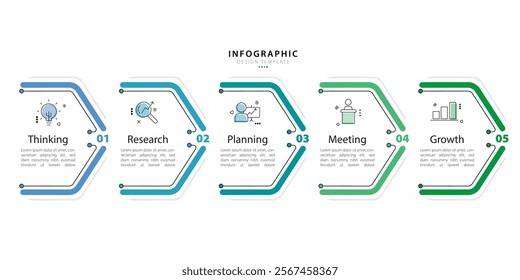 Timeline Creator infographic template. 5 Step timeline journey, calendar Flat simple infographics design template. presentation graph. Business concept with 5 options, gantt vector illustration.