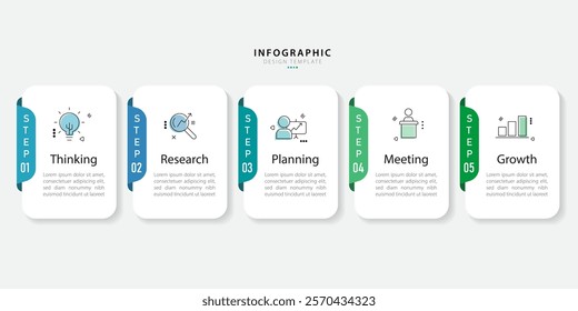 Timeline Creator infographic template. 5 Step timeline journey, calendar Flat simple infographics design template. presentation graph. Business concept with 5 options, gantt vector illustration.