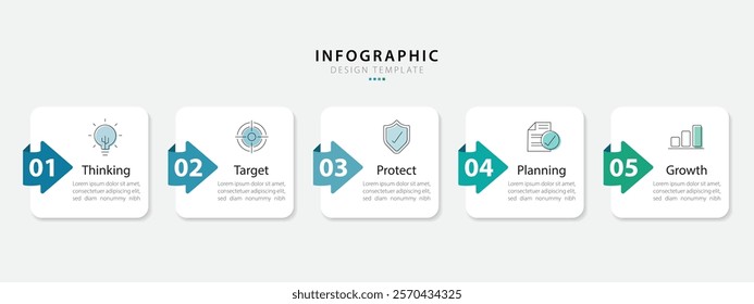 Timeline Creator infographic template. 5 Step timeline journey, calendar Flat simple infographics design template. presentation graph. Business concept with 5 options, gantt vector illustration.