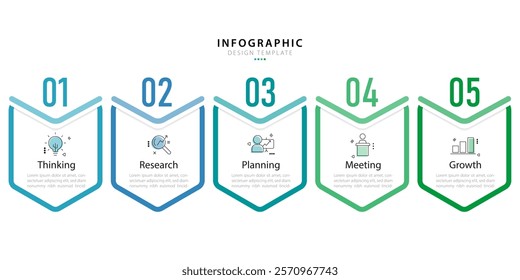 Timeline Creator infographic template. 5 Step timeline journey, calendar Flat simple infographics design template. presentation graph. Business concept with 5 options, gantt vector illustration.