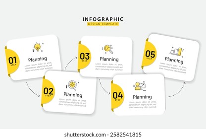 Timeline Creator infographic template. 5 Step timeline journey, calendar Flat simple infographics design template. presentation graph. Business concept with 5 options, gantt vector illustration.