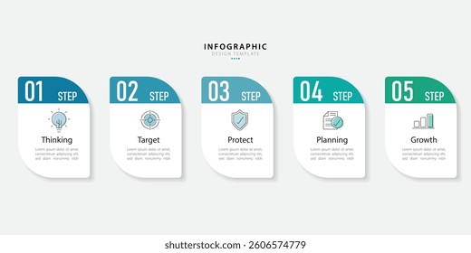 Timeline Creator infographic template. 5 Step timeline journey, calendar Flat simple infographics design template. presentation graph. Business concept with 5 options, vector illustration.