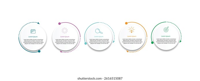 Timeline Creator infographic template. 5 Step timeline journey, calendar Flat simple infographics design template, vector illustration.